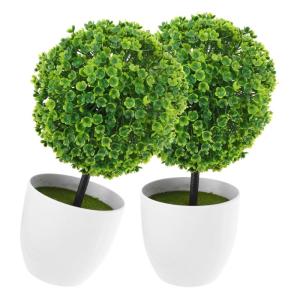4 Stück Pflanzenkugeln Dekorativ Runde Künstliche Pflanzen Tisch Bonsai-Baum Künstliche Pflanzen Im Freien Kleine Kunstpflanze Eingetopft Kleiner Künstlicher Baum Kunstrasen Ba