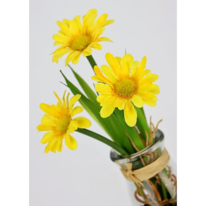 Kunstmini-margrieten in glazen arrangement madeliefjes, decoratie, decoratieve bloemen, planten, , voorjaarsdecoratie, , voorjaar, Pasen, paasdecoratie,