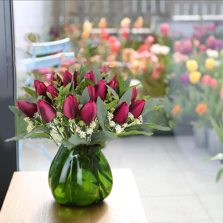 1805 Kunstbloemen, 21 boeketten, kunstbloemen, tulp, boeket, kunstbloemen, decoratie voor bruiloft, huis, feest, festival, bloemstukken