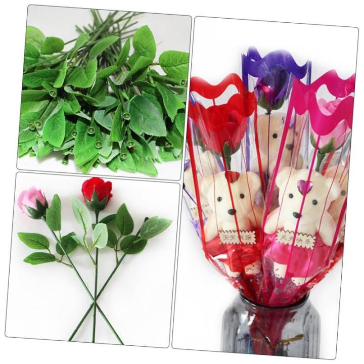160 STK Rosenstiel künstliche Blumenbündel Blumenstiele aus Papier hojas künstliche blüten Artificial künstliche Rosen Material für künstliche Blumen grüner Blumenstieldrah