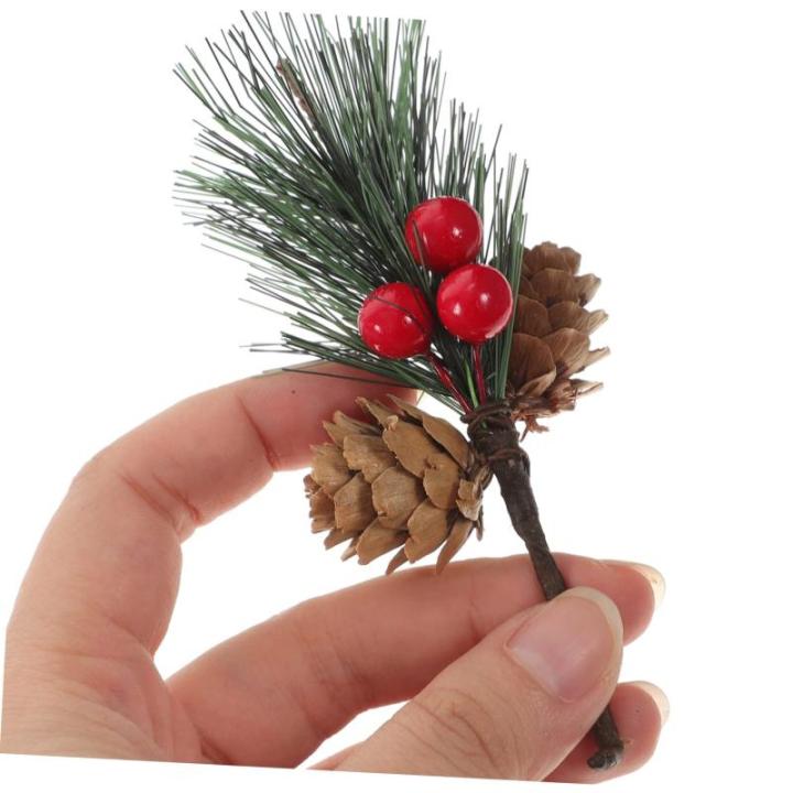 10st Kiefernzapfen Tannenzweig Künstliche Weihnachtspflücker Künstliche Beerenzweige Baum Pflücken Weihnachtsschmuck Girlande Pflanzen Weihnachts-kiefernpflücker Beeren Zweig 