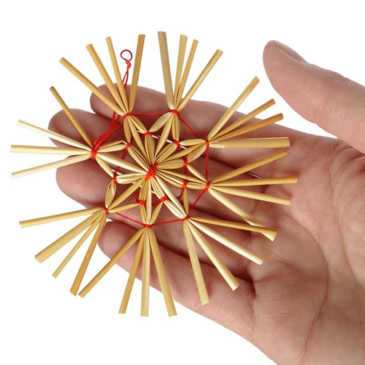 112-delige strosterrenset - sterren, bellen, dennenbomen en traditionele figuren als kerstboomversiering - kleine stro - natuurlijke kerstboomversieringen
