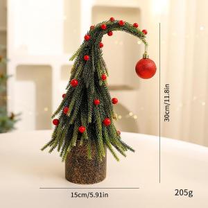 5,9 Zoll Mini-Weihnachtsbäume, künstlicher Weihnachtsbaum mit Schiefer Spitze und roter Kugel, fantastischer künstlicher Weihnachtsbaum, Weihnachtsfeiertags-Party-Dekoration(11.