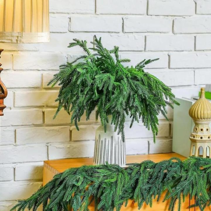 1 x realistischer 3D-Tannennadel-Zweig, Weihnachtsdekoration, Zypresse, grüner Kranz, Baumblätter, Füllstoffe, künstliche Weihnachtszweige N5m1