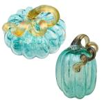 Glaskürbis Transparent Blue Crystal Thanksgiving Kürbisfiguren mit Stiel 4,3 x 5,9 in Strukturiertem geblasenem Glas Kürbisdekor (Stil 2) Innendekoration