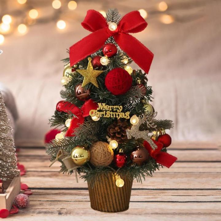 Tisch-Weihnachtsbaum, Mini-Weihnachtsbaum für den Schreibtisch mit Lichtern, dekorativer Kleiner Weihnachtsbaum, Weihnachtsdekoration für die, Style C