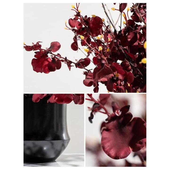 Kunstblumen Künstliches Blumenarrangement im chinesischen Stil – handgefertigte Blumenkunst aus Keramik und Silikon, lebensechte Topfpflanze für Zuhause für jeden Anlass
