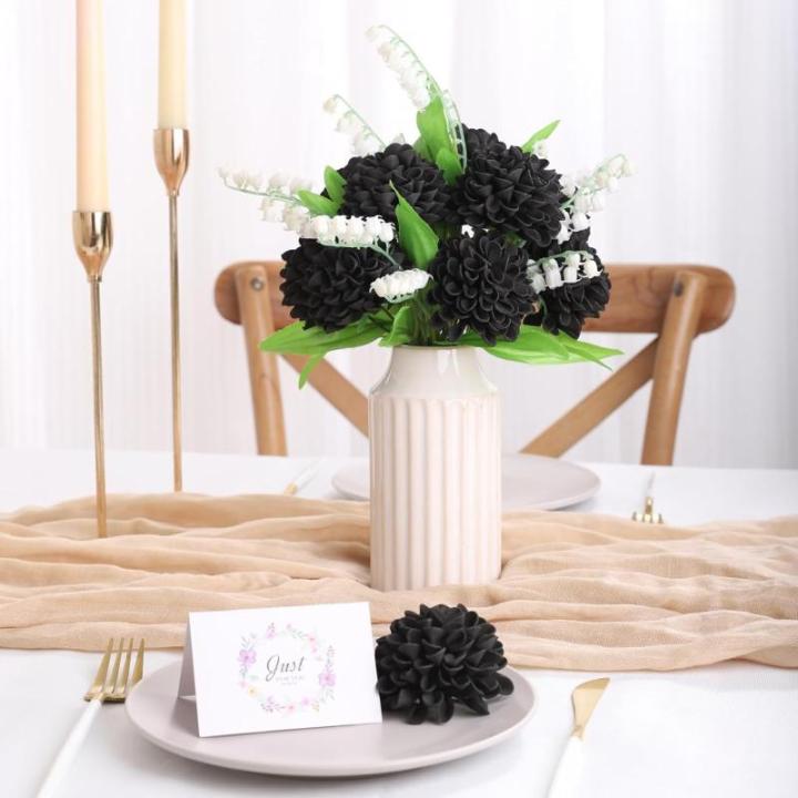 , 20 stuks, dahlia's met bladeren en stelen, doe-het-zelf dahlia-schuim bloem voor bruiloft, boeketten, bloemen, centerpieces, arrangementen feesttafels, woondecoratie, zwart