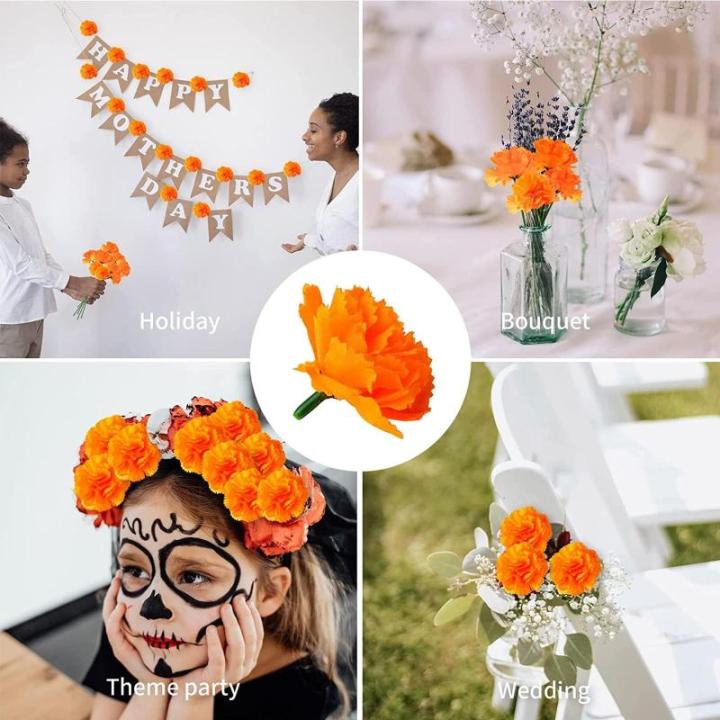Kunstbloemen, 30 stuks, kunstbloemen, zijdemateriaal, langdurige schoonheid en onderhoudsvriendelijk, goed voor feestdecoratie, thuis, bruiloftsdecoratie (oranje)
