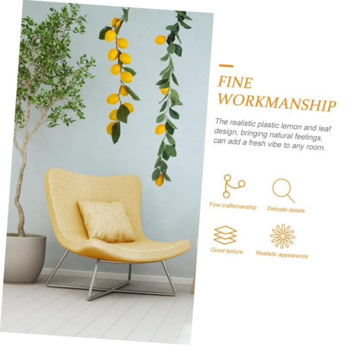 4 Stück Simulation Zitronenrattan Girlandenschmuck Sommerkranz vor der Haustür kunstplflanze Artificial Plant Eukalyptusgirlande Dekor willkommene Türgirlande Sommergirlande Yel