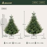 Kunstkerstboom, 210 cm, natuurgetrouwe dennenboom, kunstkerstboom met klapscherm, pvc en PE kerstboom, metalen kerstboomstandaard