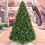 geschmückter künstlicher Weihnachtsbaum, komplett aus tannenholz, mit tannenzapfen aufklappbar, Weihnachtsbaum-metallständer für saisonale Feiertage – grün, 7,8 fuß, das Ne