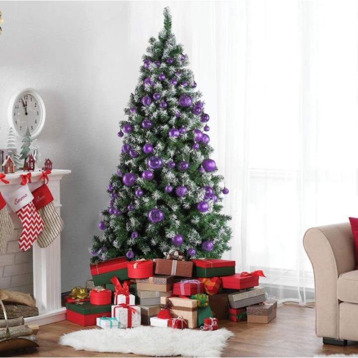 paarse kerstbalornamenten voor kerstversiering - 36 stuks kerstboom onbreekbare ornamenten met ophanglus voor vakantie- en feestdecoratie (combo van 6 stijlen in 3 maten)