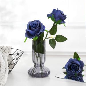 10 stuks kunstzijde blauwe roos bloemen, enkele stengel neprozen nepbloemen voor thuisfeest bruiloft boeket (misty blue), 10 stuks