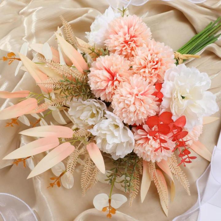 Kunstbloem zijden hortensia bloemstukken, witte bloem faux planten boeketten voor bruiloft decoraties, plastic bloemen tafel centerpieces voor thuis, tuin, kantoor decor (2, wit)