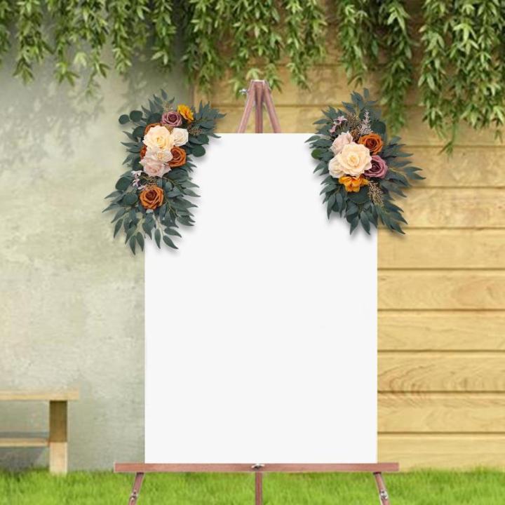 Hochzeitsbogen-Blumen, Blumengirlanden für Bögen, Heimdekoration, grüne Blätter, Kunstblumen-Girlande-Set für den Innenbereich, 2er-Pack für Empfänge, BRAUN
