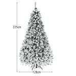 Kunstkerstboom met sneeuw en warmwitte ledverlichting, dennenboom met metalen standaard, pvc-naalden, kunstboom, klapsysteem, 225 cm, 180/225 cm
