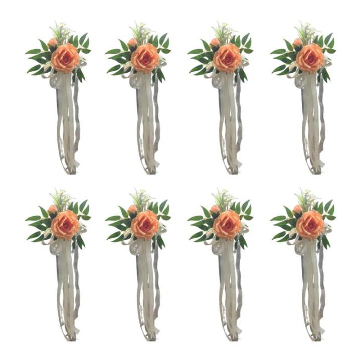 6 Stück Hochzeitszeremonie Ornamente Raffinierte Stuhlverzierungen Mit Künstlichen Blumen Kirchenbänken Blumen