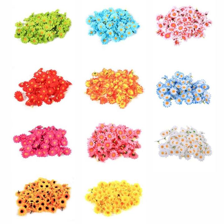 100 stuks Gerbera Daisy , stof, bloemen, koppen voor doe-het-zelf, bruiloft, knutselen, decoratie, handwerk (wit)