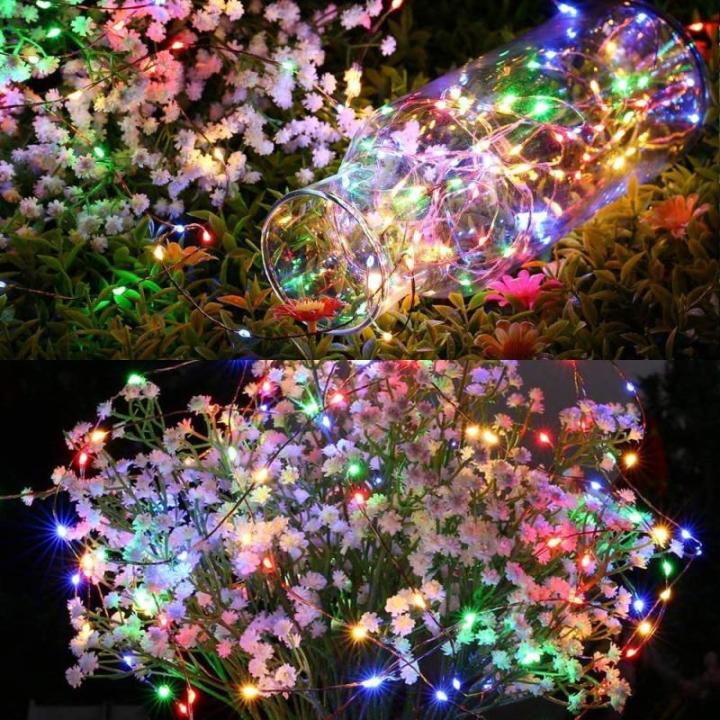 Kleurrijke Outdoor Kerstverlichting 10M 100 LEDs Koperdraad Lichtgevende Kettingen Indoor Waterdicht 8 Modi Lichtgevende Garland Fairy Lights Decoratief voor Kerst Tuin Home Party 