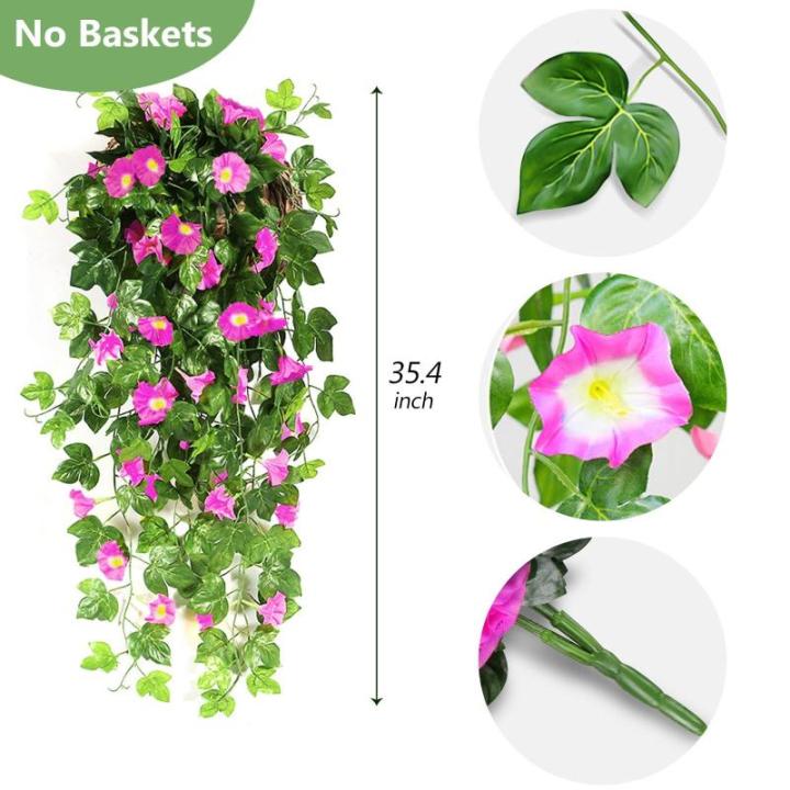 2 stuks kunstmatige blauweregen wijnstok kunstmatige hangende bloemen nepplanten voor tuin hek balkon buiten binnen decoratie (rozengroen, 90 cm)