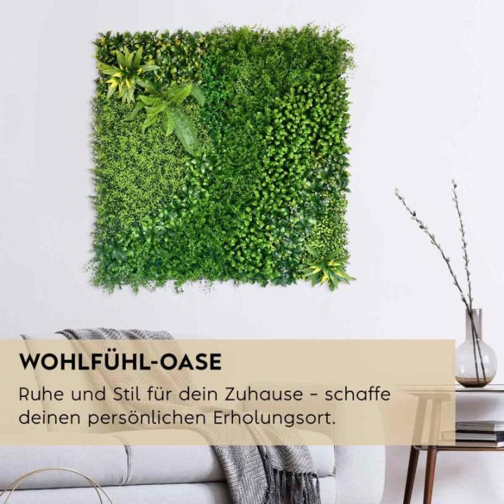 wand, bosgroen, 100 x 100 cm, groen voor binnen en buiten, uv-bestendig, onderhoudsvriendelijk en duurzaam, verticale tuin voor een feel-good sfeer en een fris kamerdesign