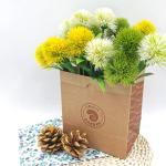 15 stuks kunstmatige paardenbloem, , plantenboeket met 1 vaas, kraftpapieren zak, plastic struikenborstels, plant nepgras voor binnen en buiten (wit, geel, groen)