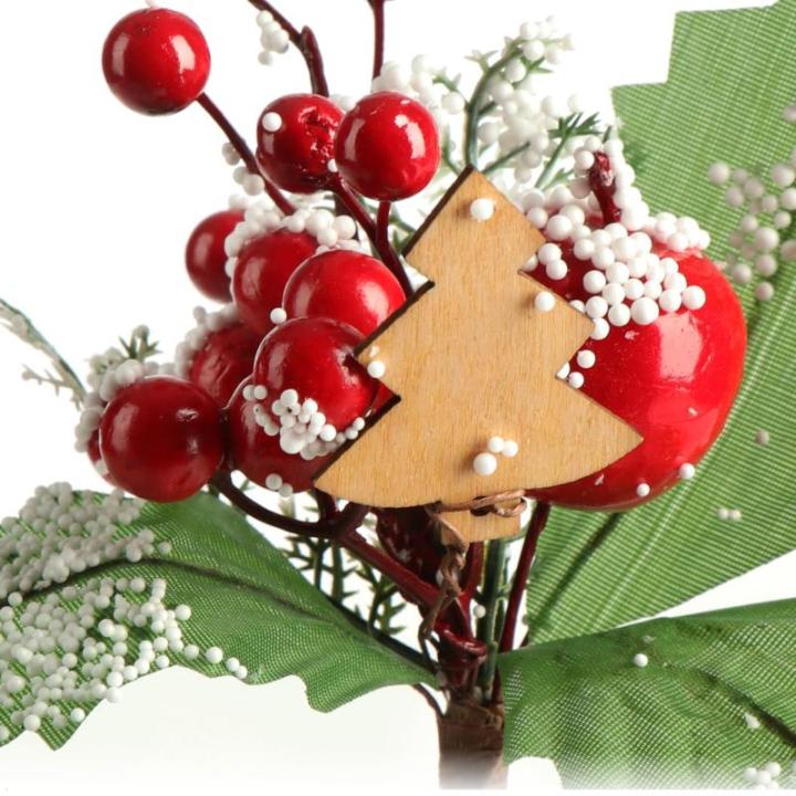 6 x decoratieve maretak, decoratieve maretakjes om op te hangen, decoratieve takken als knutselbenodigdheden, verfraait geschenken en potpourris (6 stuks - rood + groen + bruin)