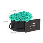 Rozenbox hart, 18 rozen, Flowerbox zwart, 10 jaar houdbaar, cadeau-idee, decoratieve bloemenbox, turquoise