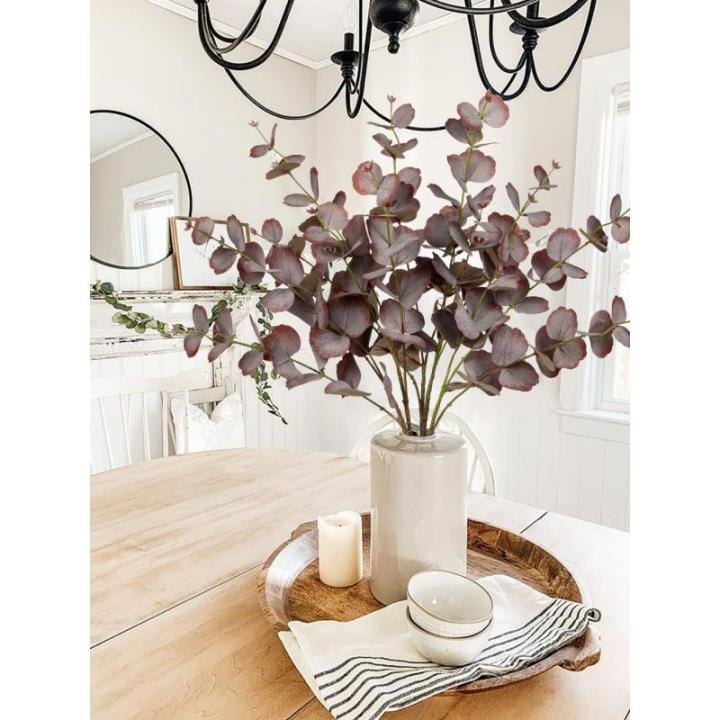 5 stuks kunsttakken, eucalyptus, decoratieve takken, bruine eucalyptusbladeren, kunstplant als echte decoratieve planten voor bruiloft, tafelopzetstuk, bloemstuk, woondecoratie