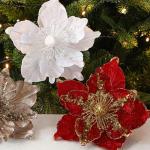 Glitzernder Weihnachtsstern, Weihnachtsbaumschmuck, hängende Dekoration für Weihnachtsbaum, Hochzeit, Party, Kranz, Dekoration (weiß)