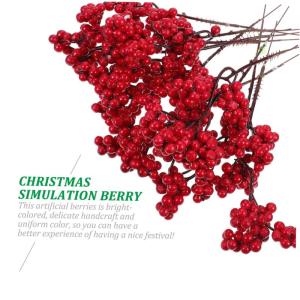 10St künstliche Beeren Zweig rote Beeren Weihnachtsgirlandenbaum Gold weihnachtsdeko künstliche blüten Links Weihnachtsbaum künstlich Weihnachtsbeerzweigdekor Emulation Beerend