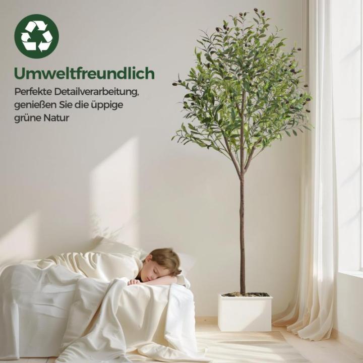 Olijfboom, , 180 cm, grote zoals een echte kunstolijfboom, kunstboom met pot, voor interieur, voor slaapkamer, kantoor, tuin, bruiloft, feestdecoratie (1 stuks)