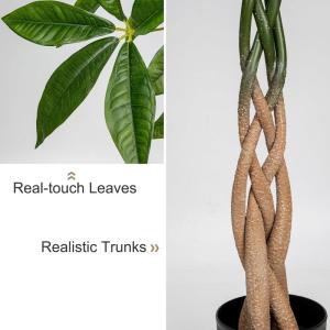 120 cm grote , Pachira Aquatica, gelukskastanje, bonsai in pot, kunstplant als echte kamerplant, decoratieve plant, kunstboom voor kantoor, eetkamer, woonkamer decoratie