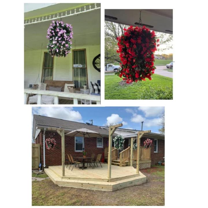 Hangende kunstbloemenmand, nep hangende plant, zijden orchideebloemen, kunstbloemstuk voor buiten tuin, tuin, zakje, patio binnen, woondecoratie (oranje)