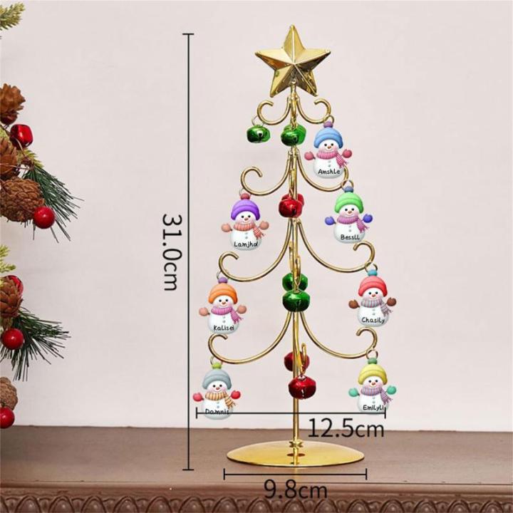 Gepersonaliseerde Sneeuwpop Familie Boom Kristal Boom met Naam Metalen Kerstboom Xmas Kristal Boom Verjaardag Kerst Decoratie Geschenken Stijl 4-1
