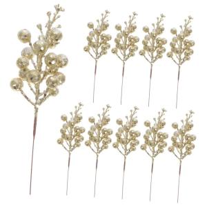 10st Weihnachts-beerenimitat Weihnachtsblumen Für Baum Weihnachten Dekoration Künstliche Weihnachtsblumen Christmax Weihnachtliche Beerenpflücker Glitzernde Zweige Schaum Golden