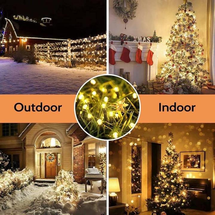 Lichtsnoer kerstboom, 20 m, 200 leds, kleurrijk, kerstverlichting met stopcontact, 8 modi, timer en geheugenfunctie, waterdichte lichtketting voor binnen en buiten, voor tuinfeest 