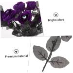 8St Augenblumenarrangement Dekor Seidenstrauß aus schwarzen Rosen Verzierungen Halloween Party Halloween Scherzartikel kunstpflanze emulierte Rose Halloween-Rose Polyester Lavende