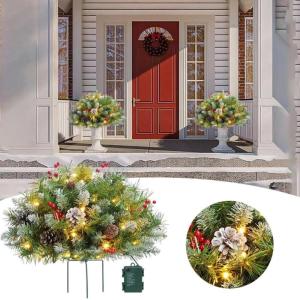 Prelit Holiday Planter Christmas Faux Holiday Planter Filler Holiday Planters Christmas Urn Filler Outdoor, Holiday Planter Decorations,Christmas Planter Filler Outdoor with Tripod