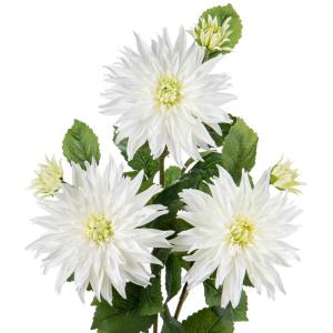 3 stuks witte kunstmatige dahlia's, 75 cm kunstzijden bloemen met lange steel voor bloemstukken, faux dahlia's bloemen voor doe-het-zelf bruiloft party middenstuk huis kantoor deco