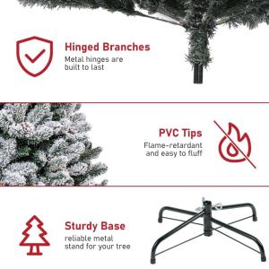 Kunstkerstboom met dennenappels, 12,5 m, sneeuwbedekte kerstboom met versterkte metalen basis en eenvoudige montage, voor feestelijke binnen- en kantoordecoratie