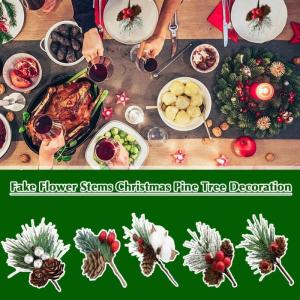 Künstliche Tannenzapfen für Weihnachten, Tannenzapfen, immergrüne Weihnachtsdekoration, Weihnachtsblumen-Plektren für Hochzeit, Party, DIY, Weihnachtsbaumdekoration (Form A)