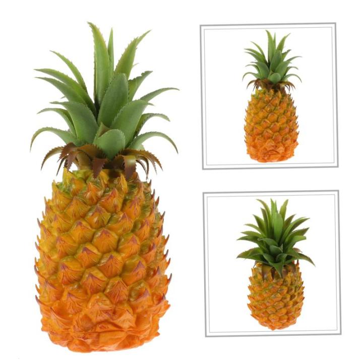 2St simulierte Ananas-Ornamente Küchensimulation Ananas realistische gefälschte Ananasornamente Ananas Attrappe für Schaufenster Kunst Ananas für Hausdekoration Spielzeug Harz