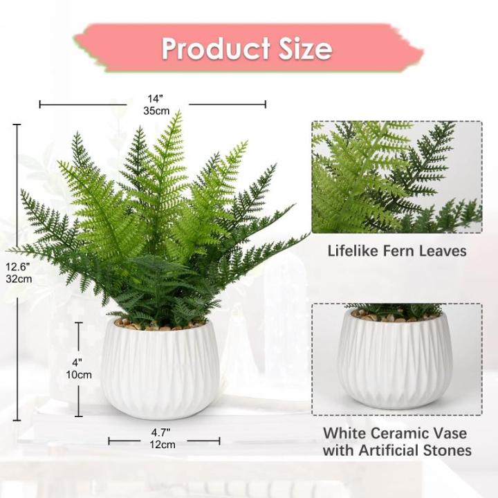 Nepplanten binnen in keramische pot 32 cm kunstmatige Boston varenplant ingemaakte decoratieve kunstmatige plant groen kamerplant faux varenbladeren voor thuiskantoor badkamer slaa