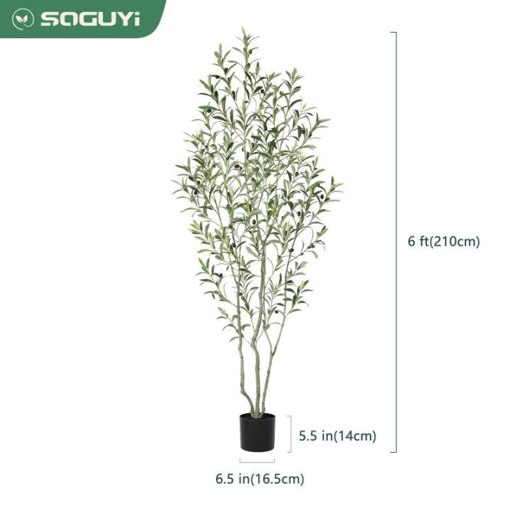 Kunstolijfboom, 180 cm, kunstplant olijfboom met natuurlijke houten stam en levensechte vruchten voor thuis- en kantoordecoratie, grote voor binnen, 1 verpakking