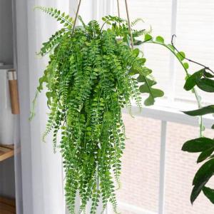 Kunstmatige Boston-varenplant, 4 stuks, 85 cm, hangend, klimplanten, kunststoffen, valse plantenmuur, voor woonkamer, balkon, tuin, feest, bruiloft, binnen en buiten, decoratie