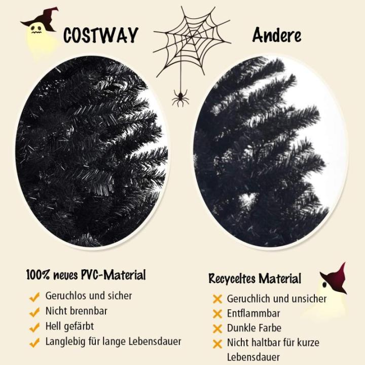 Kunstkerstboom, 180 cm/225 cm, zwart, dennenboom met metalen standaard, kerstboom, pvc-punten, ideaal voor thuis, kantoor, winkels en hotels (225 cm)