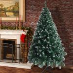 Kunstkerstboom - 180 cm kerstboom met metalen standaard, hoogwaardige en duurzame kerstboom van pvc voor thuis, kantoor, winkels en hotels, groen + sneeuw, 180 cm