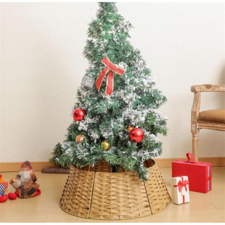 Dekorationen Baum Rock Geflochtener Rattan-Weihnachtsbaumkragen, Rustikaler Bauernhaus-Korbgeflecht, Großer Baumrock Weihnachtsbaum Basis Ring(50x64x21cm)